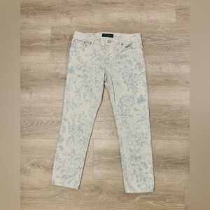 Lauren Ralph Lauren Floral Stretch Ankle Jeans 6P Beige Blue Modern Straight